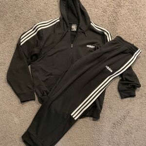 Adidas Vintage 90S Men’s Black Tracksuit Hoodie Pants Sweatsuit Set 2-pc sz XL